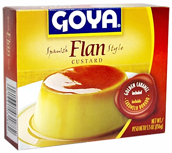 Goya Flan with caramel included. 8  servings. 5.5 oz
